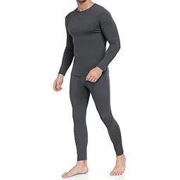 weerti Thermal Underwear for Men, Long Johns Base Layer Fleece Lined Top Bottom (Charcoal S)-picture-19