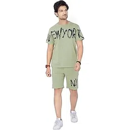 weet Cotton Round Neck Co-ord Set for Men's Half Sleeve T-Shirt and Shorts, Printed Casual Sleepwear & Loungewear Night Suits Set 117-picture-45