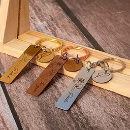wehatke Personalized Engraved Metal Keychains – Custom Name & Initial Key Rings with Floral according to month Design – Unique Gift for Couples, Friends & Loved Ones-picture-47