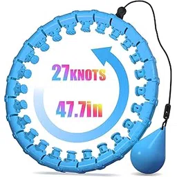 Weighted Infinity Hoop for Adult Weight Loss, 2 in 1 Smart Fitness Workout Hula Circle Hoops with 27 Detachable Knots, Exercise Fit Hoop Suitable for Women and Beginners tummy exercise (Blue 27 Knots)-picture-17