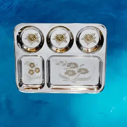 wektu Stainless Steel Bhojan Thal Steel 1 PC Dinner Plate-picture-10