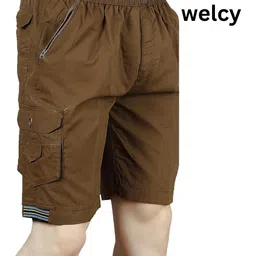welcy Solid Men Brown Cargo Shorts-picture-26