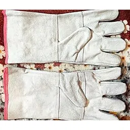 Welding Gloves Heat & Fire Resistant Leather Cut Proof High Temperature Hot Metal Thermal Work Safety Protective Heavy Duty Safety Leather Hand Gloves (PACK OF 2 PAIR, WHITE)-picture-10