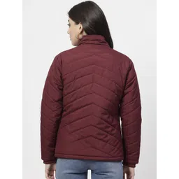 WELL QUALITY Women Mock Collar Solid Casual Padded Jacket image 2