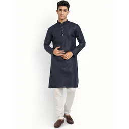 WELL TEX Striped Embroidered Mandarin Collar Straight Kurta-picture-10