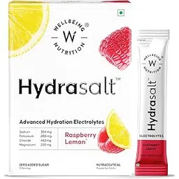 Wellbeing Nutrition HydraSalt Electrolyte Drink with Zero Added Sugar | 5 Electrolytes & 3 Vitamins for Instant Hydration, Energy, Performance & Recovery, Raspberry Lemon Flavor 90g, Pack of 15-image-40