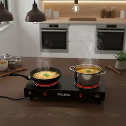 wellberg 2000W Portable Dual Burner Electric Stove - Double Coil Hot Plate for Home Use Electric Cooking Heater-picture-22