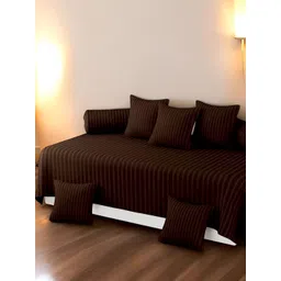 WELLNEST Set Of 8 Brown Striped Cotton Diwan Set-picture-19