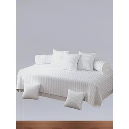 WELLNEST Set Of 8 White Striped Diwan Set-picture-26