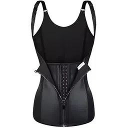 wellsale Corset Back Shoulder Strap Waist Trainer Slimming Belt Women Zipper Hook Body Shaper Waist Cincher Slimming Shaper Black-picture-11