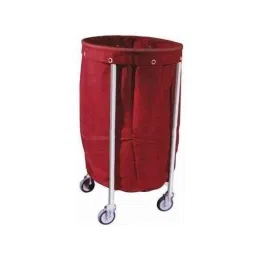 Welltrust Healthcare 90x50x50cm Mild Steel Powder Coated Linen Trolley with Round Canvas Bag-picture-3