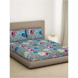 Welspun Bliss Silver Microfibre 120 TC Double Bedsheet with 2 Pillow Covers-picture-46