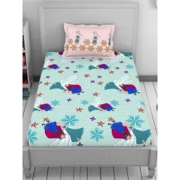Welspun Disney Frozen Printed Blue 144 TC Cotton Single Bedsheet With 1 Pillow Covers-picture-47