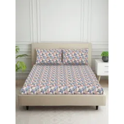 Welspun Harmony Maroon Cotton 120 TC Geometric Double Bedsheet with 2 Pillow Covers-picture-28