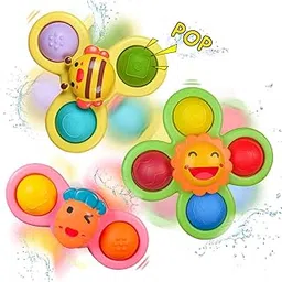 Wembley Baby Products Bath Toys 3 PCS Suction Cup Spinner Toy for Baby Toddlers Sensory Toys for Kids | Sticks to Window Table Baby High Chair Tray Bath Spinners for Baby Gifts for Baby Toddlers-picture-11