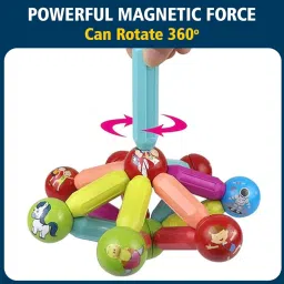 Wembley Magnetic Stick Building Blocks Brain Games for Kids Toys for Girls 3 + Years 4 5 6 8 10 12 to 14 Old with Magnet Balls and Sticks STEM Learning Educational Magnetic Toys for Boys - 64 Pcs image 4