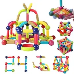 Wembley Magnetic Sticks Building Blocks for Kids for Girls | Magnetic Toys for Boys Age 3+ Years 4 5 6 7 8 10 12 14 Old - STEM Learning Creative Brain Development Toys with Magnet Balls - 24 Pcs-picture-13