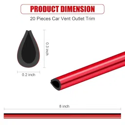 WEMOL 20 Pieces Red Universal Car AC Vent Outlet Decoration Strip, Waterproof Bendable Air Vent Outlet Trim Decoration, Suitable for Most Air Vent Outlet image 5