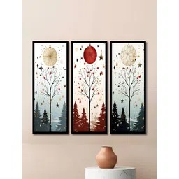 WENS Black & Brown 3 Pieces Synthetic Wooden Floral and Botanical Paintings Wall Art-picture-18