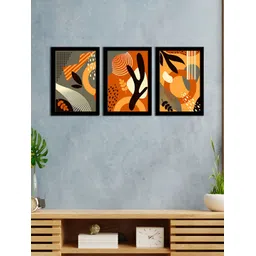 WENS Black & Green 3 Pieces Synthetic Wooden Paintings Wall Art-picture-40