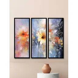 WENS Blue & Orange 3 Pieces Synthetic Wooden Floral and Botanical Paintings Wall Art-picture-19