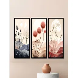 WENS Cream & Rust 3 Piece Synthetic Wood Other Wall Paintings-picture-22