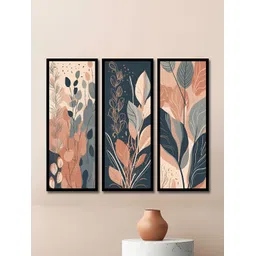 WENS Grey & Brown 3 Pieces Synthetic Wooden Floral and Botanical Paintings Wall Art-picture-11