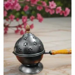 wens Incense Burner with Handle Metal Dhoop Burner (Black/Bronze)-picture-28