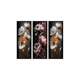 WENS White & Grey 3 Pieces Synthetic Wooden Floral and Botanical Paintings Wall Art-picture-15
