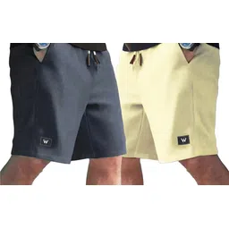 wereko Pack of 2 Solid Men Dark Grey, Yellow Regular Shorts-picture-13