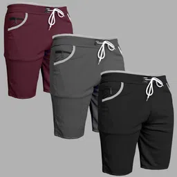 wereko Pack of 3 Solid Men Maroon, Grey, Black Casual Shorts-picture-11