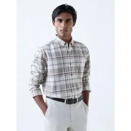 WES Casuals by Westside Beige Checkered Relaxed-Fit Cotton Shirt-picture-19