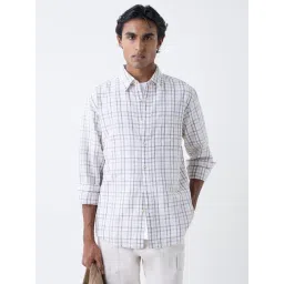 WES Casuals by Westside Beige Checks Relaxed-Fit Cotton-Blend Shirt-picture-24