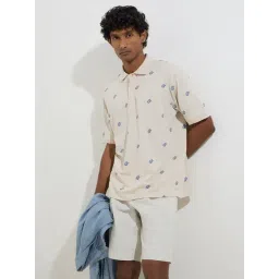 WES Casuals by Westside Beige Relaxed-Fit Cotton-Blend Polo T-Shirt-picture-23