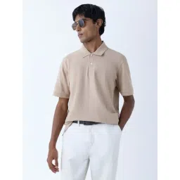 WES Casuals by Westside Beige Relaxed-Fit Cotton-Blend Polo T-Shirt-picture-20