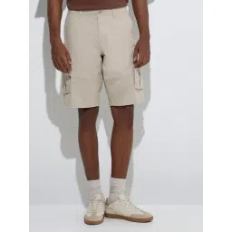 WES Casuals by Westside Beige Relaxed-Fit Mid-Rise Cotton-Blend Shorts-picture-35