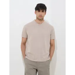 WES Casuals by Westside Beige Slim-Fit Cotton T-Shirt-picture-25
