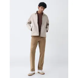 WES Casuals by Westside Beige Solid Relaxed-Fit Cotton Jacket image 3