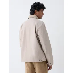 WES Casuals by Westside Beige Solid Relaxed-Fit Cotton Jacket image 2