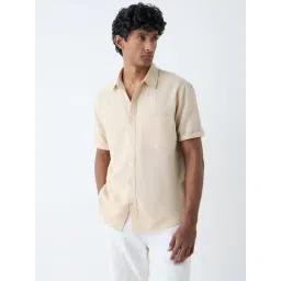WES Casuals by Westside Beige Solid Relaxed-Fit Linen-Blend Shirt-picture-45