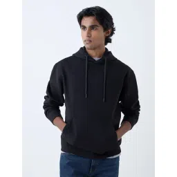 WES Casuals by Westside Black Solid Relaxed-Fit Cotton-Blend Hoodie-picture-20