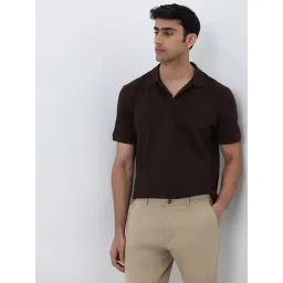 WES Casuals by Westside Brown Relaxed-Fit Cotton-Blend Polo T-Shirt-picture-12