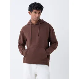 WES Casuals by Westside Brown Solid Relaxed-Fit Cotton-Blend Hoodie-picture-41