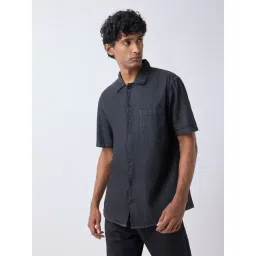 WES Casuals by Westside Charcoal Relaxed-Fit Denim Shirt-picture-35