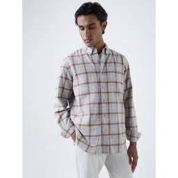WES Casuals by Westside Grey Checkered Relaxed-Fit Cotton-Blend Shirt-picture-15