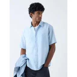 WES Casuals by Westside Light Blue Solid Relaxed-Fit Shirt-picture-43