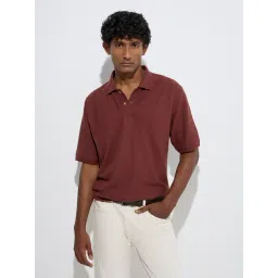 WES Casuals by Westside Rust Relaxed-Fit Cotton-Blend Polo T-Shirt-picture-24