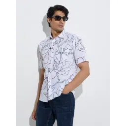 WES Casuals by Westside White Floral Design Relaxed-Fit Cotton Shirt-picture-40