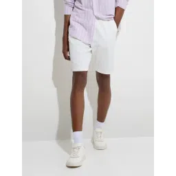 WES Casuals by Westside White Relaxed-Fit Mid-Rise Cotton-Blend Shorts-picture-39