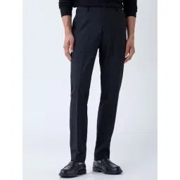 WES Formals by Westside Black Slim-Fit Mid-Rise Trousers-picture-31